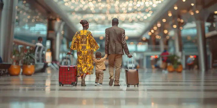 African family at the airport