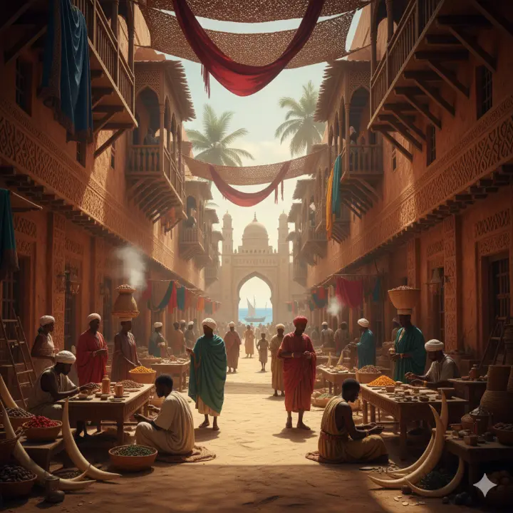 A visual representation of a market in Kilwa